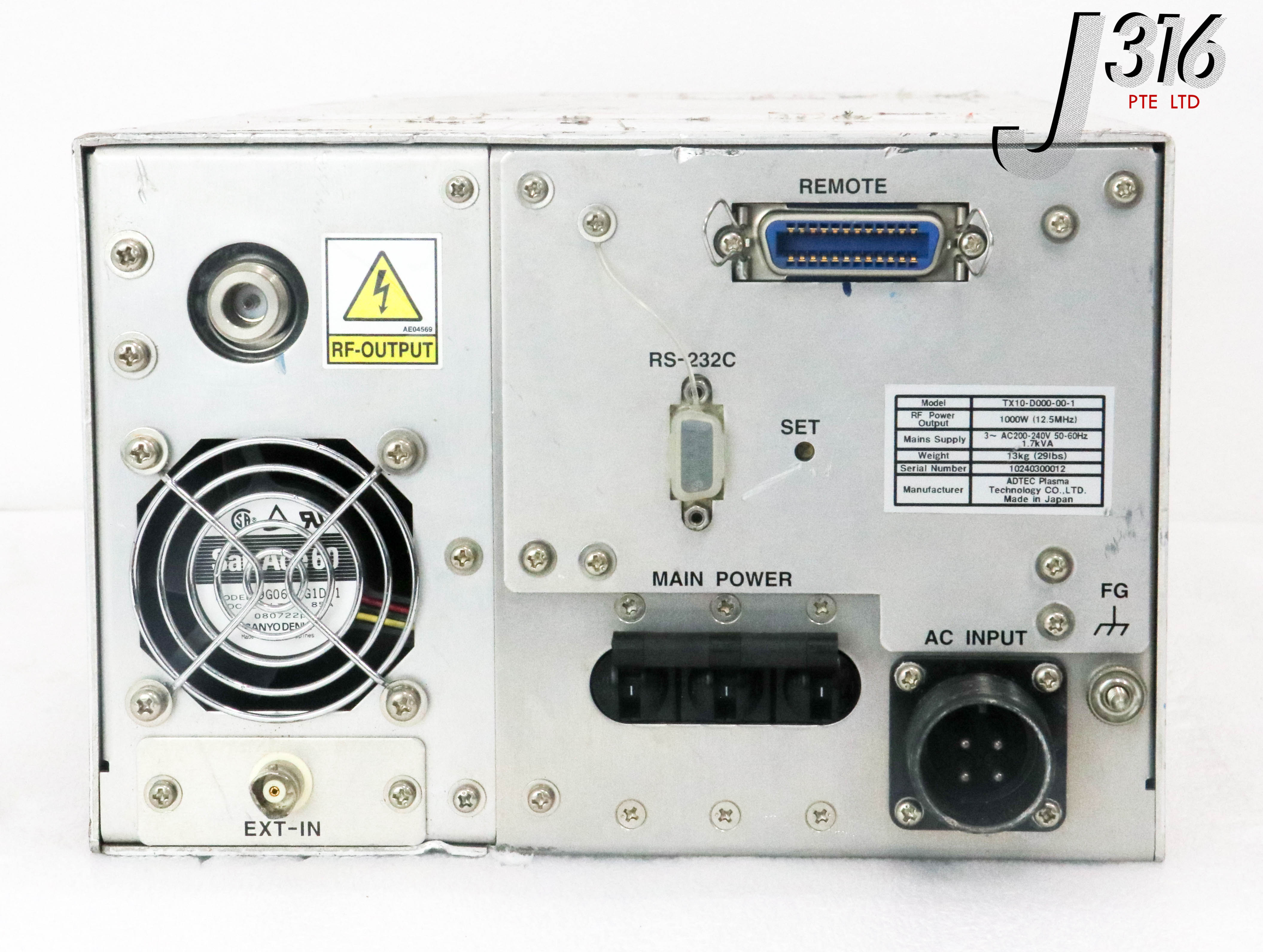  26385 ADTEC RF GENERATOR TX SERIES, 1000W, 12.5MHZ TX10-D000-00-1